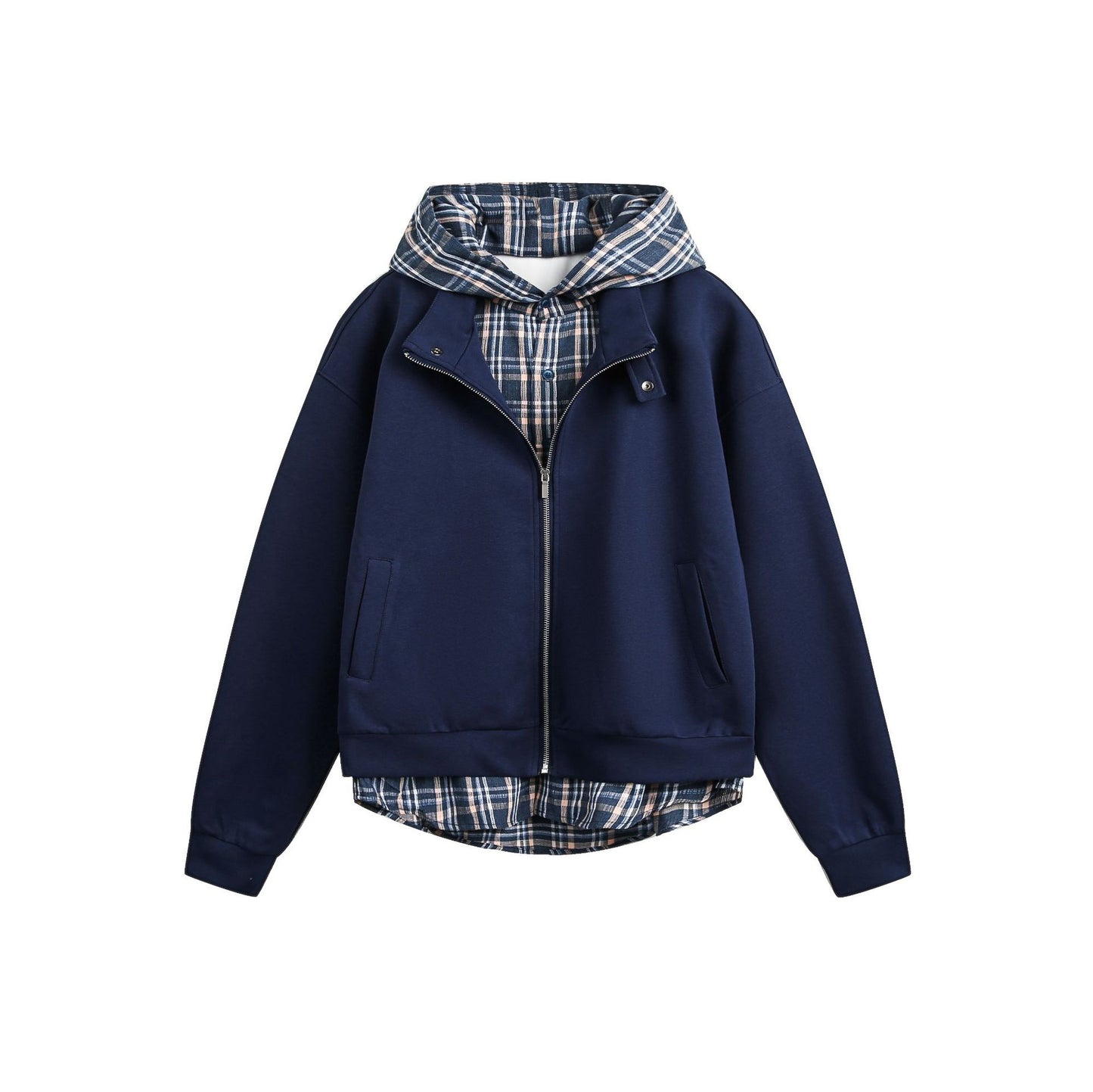 American Retro Loose False Two Pieces Hoodie Coat