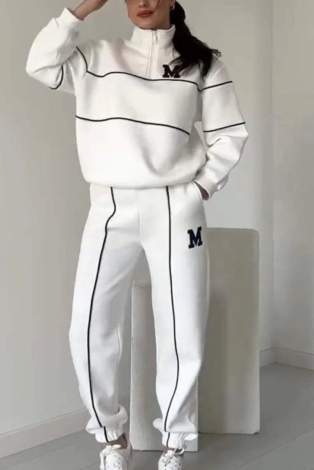 2 Piece womens Outfits Lounge Hoodless Pullover Sweatshirt Sweatsuit Sets Sweatshirt Baggy Fashion Sweatpants With Pockets