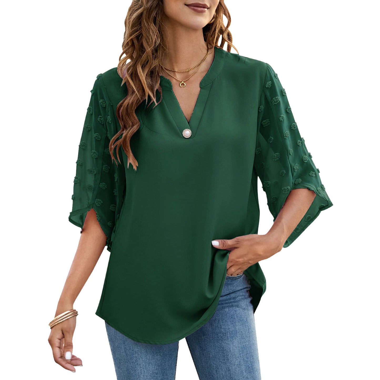 Casual Loose V-neck Shirt Top
