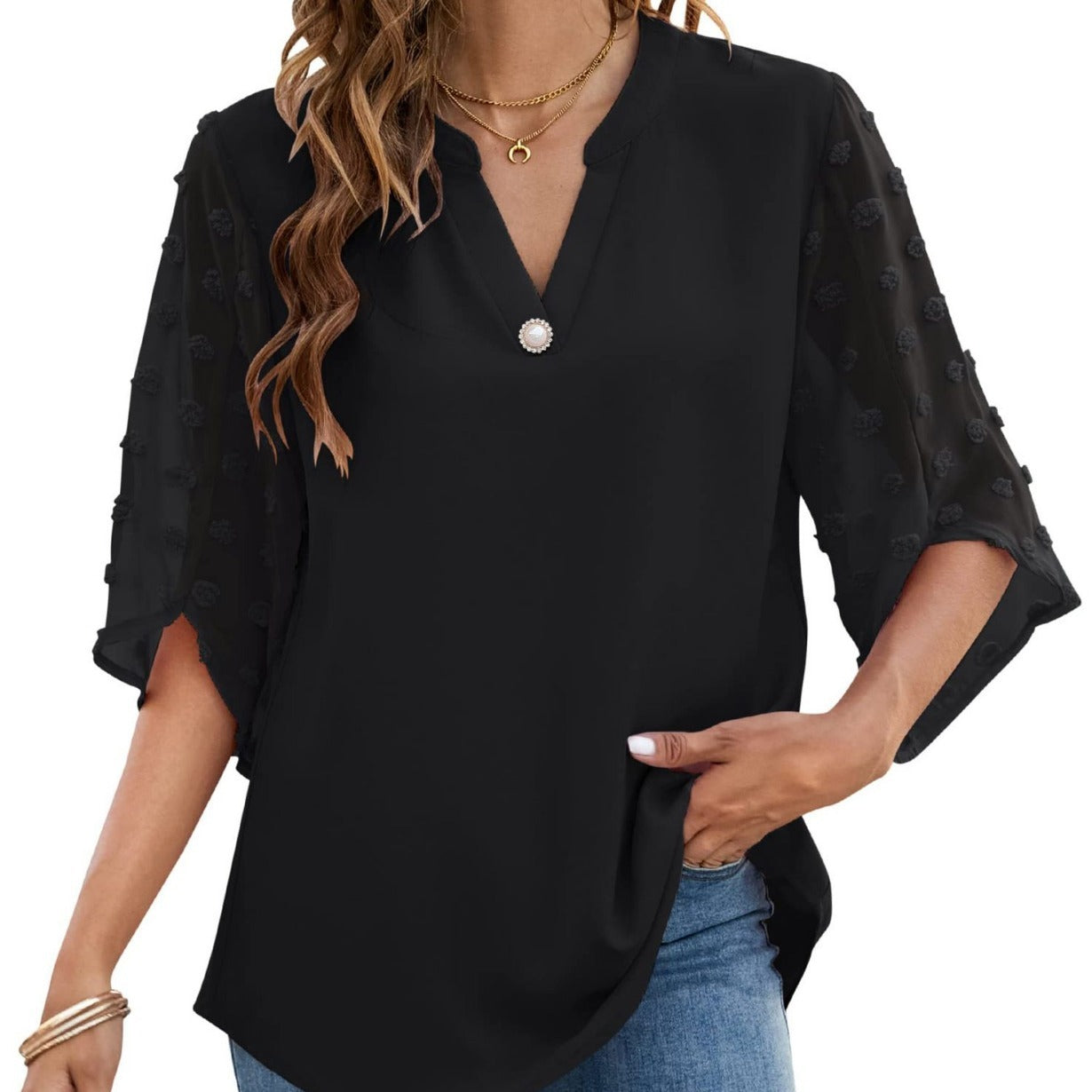 Casual Loose V-neck Shirt Top