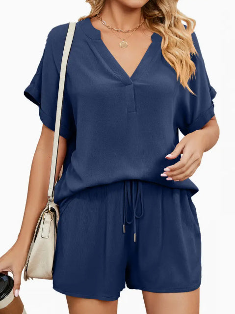 2-Piece Set Women's Solid Color Loose Fit Casual Conjunto Short Summer Sets