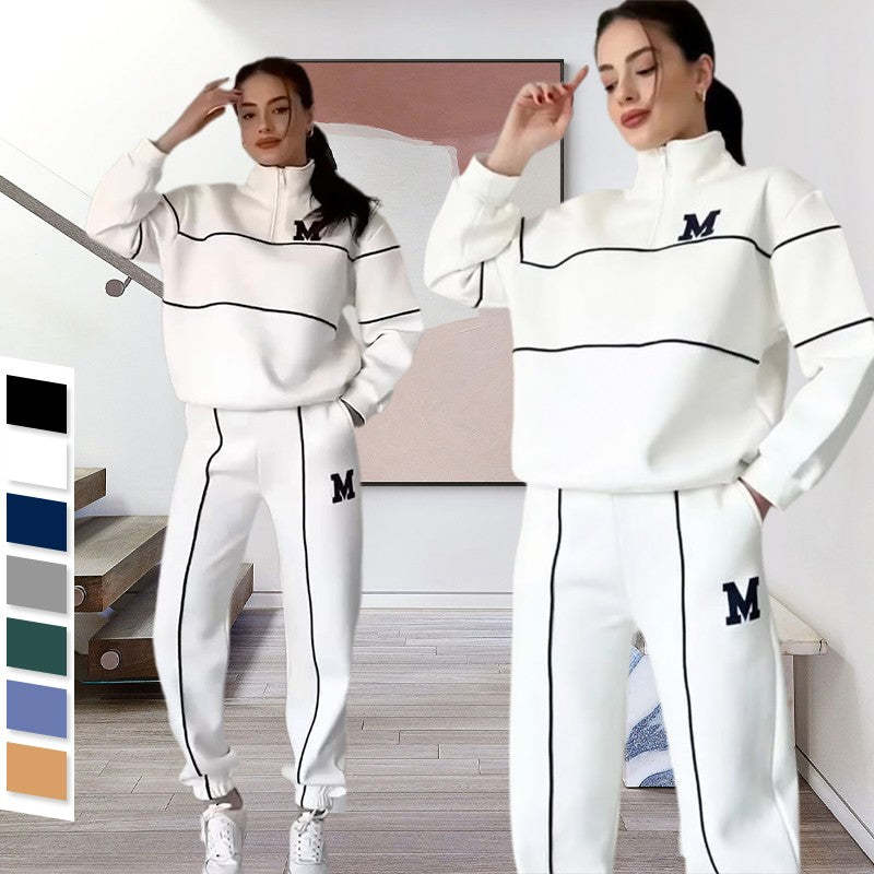2 Piece womens Outfits Lounge Hoodless Pullover Sweatshirt Sweatsuit Sets Sweatshirt Baggy Fashion Sweatpants With Pockets