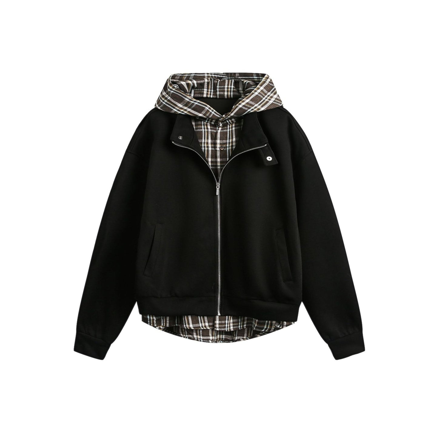 American Retro Loose False Two Pieces Hoodie Coat