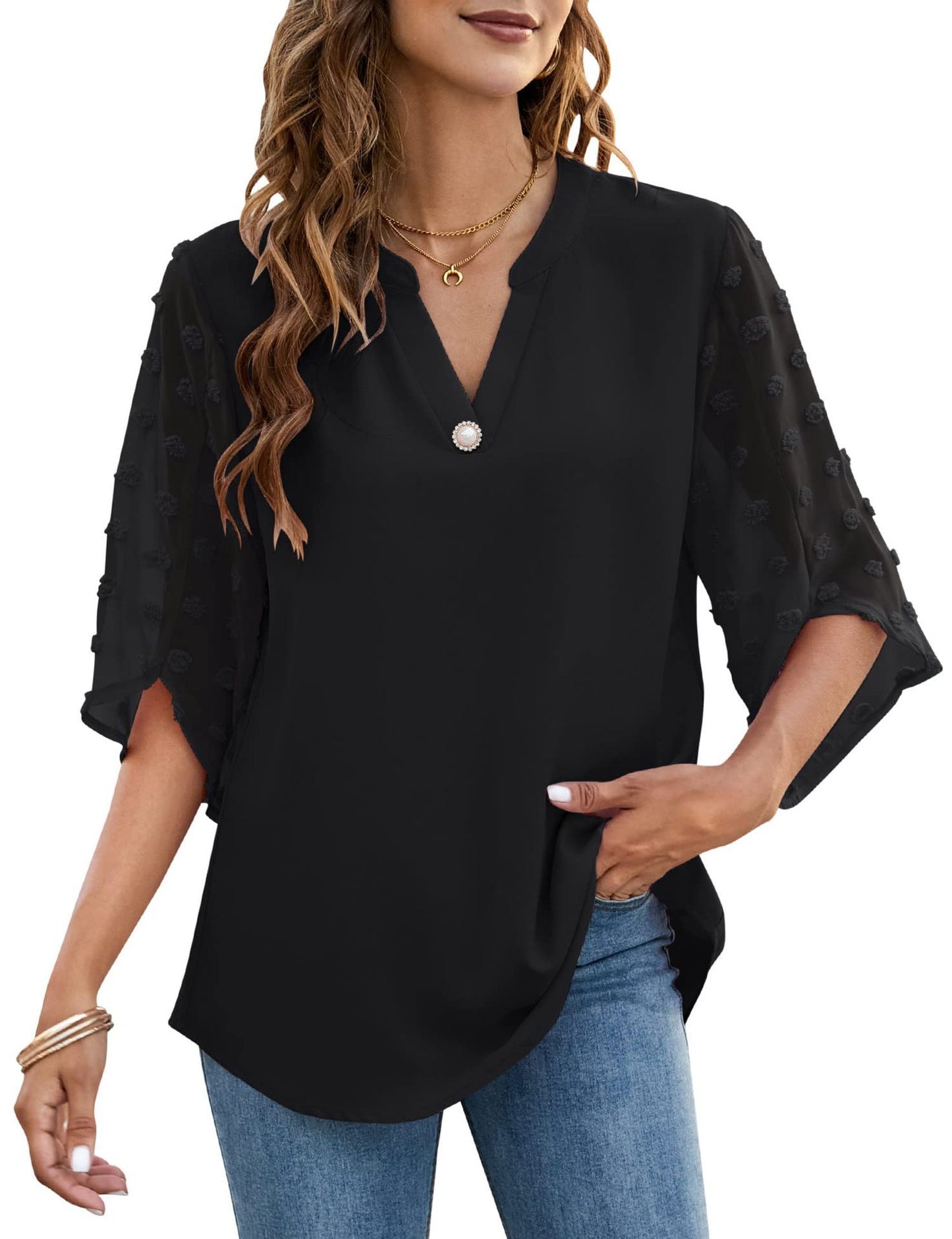 Casual Loose V-neck Shirt Top