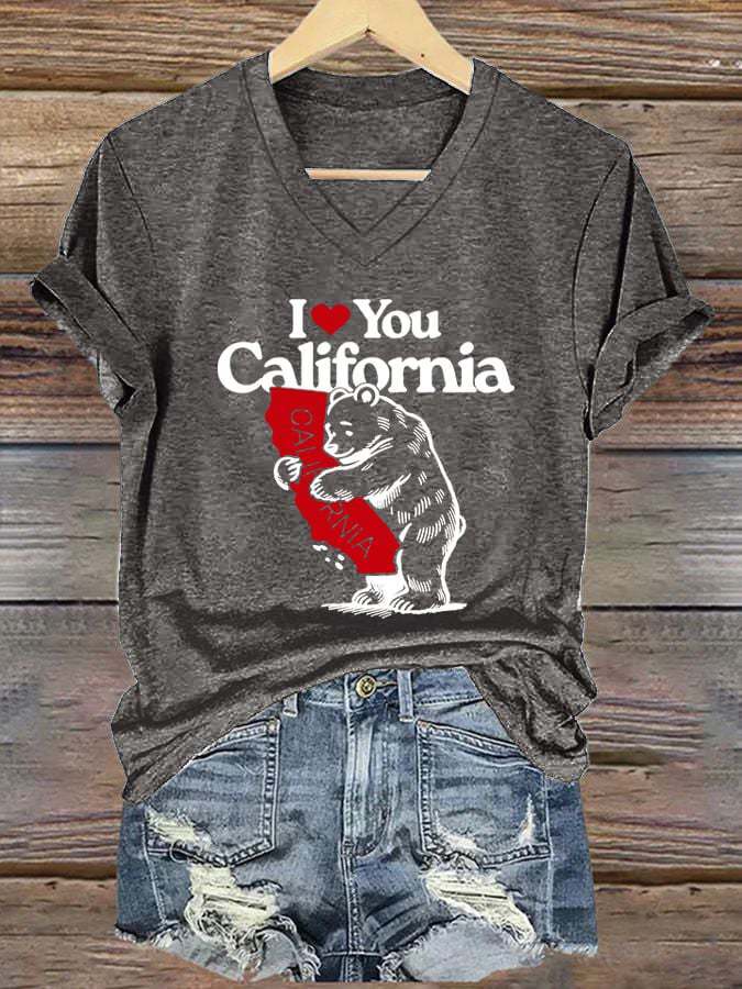 Bear Top Women's V-neck Casual Short Sleeve