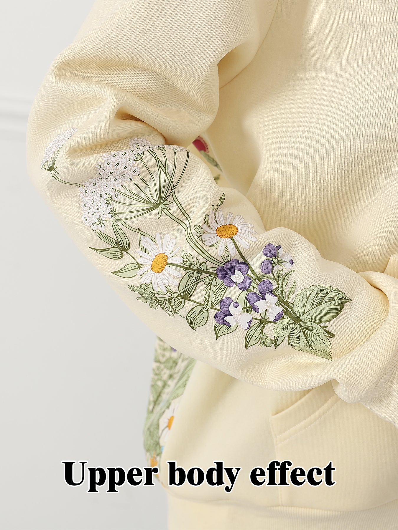 a Women's Solid Color Floral Long Sleeved Sweatshirt