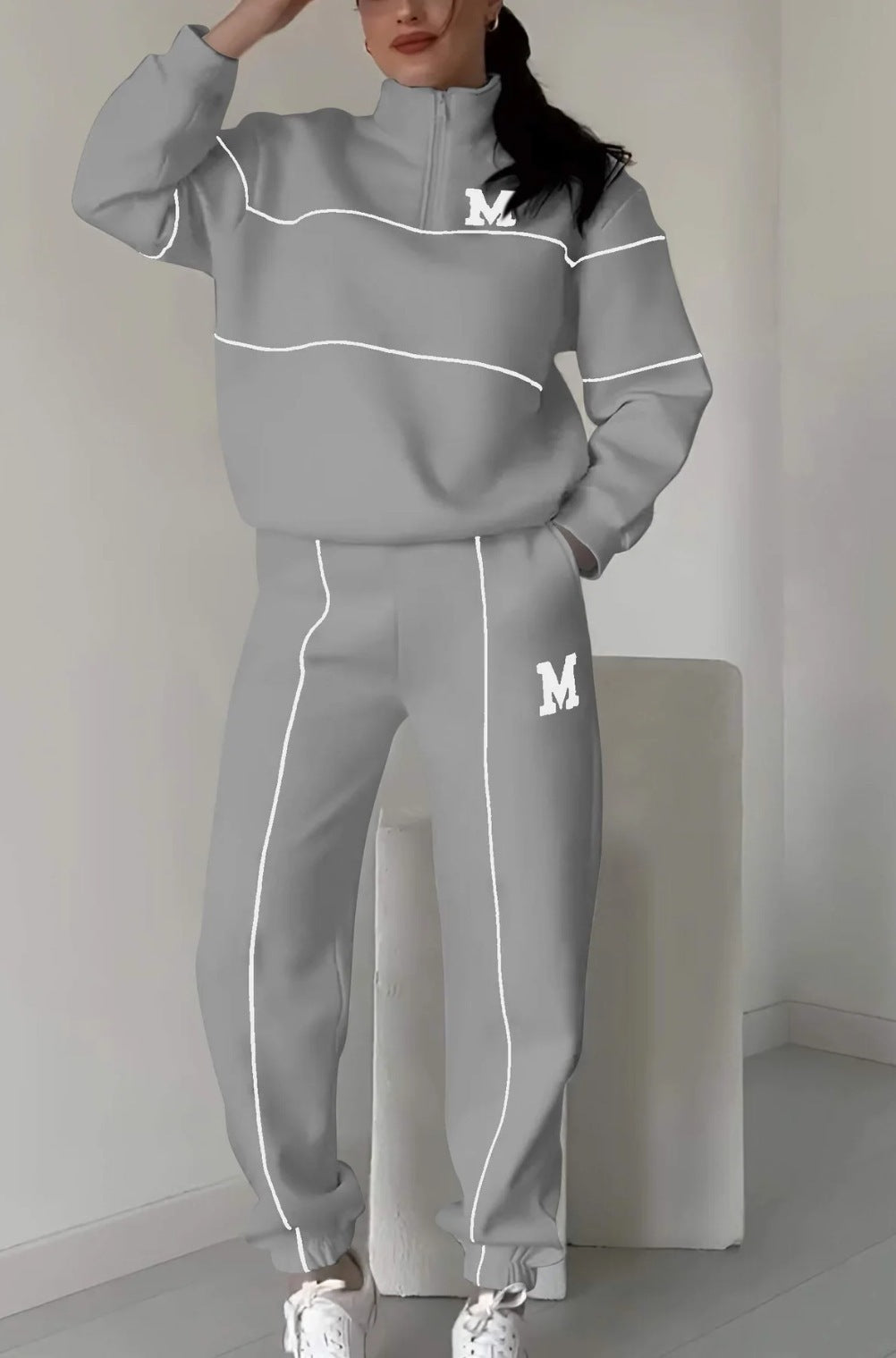 2 Piece womens Outfits Lounge Hoodless Pullover Sweatshirt Sweatsuit Sets Sweatshirt Baggy Fashion Sweatpants With Pockets