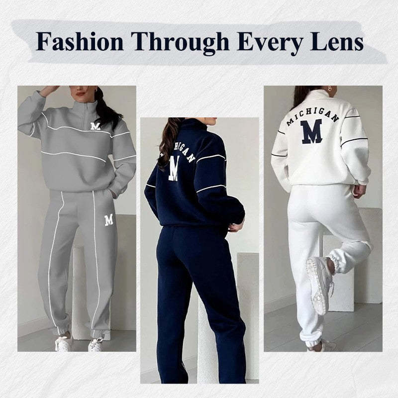 2 Piece womens Outfits Lounge Hoodless Pullover Sweatshirt Sweatsuit Sets Sweatshirt Baggy Fashion Sweatpants With Pockets